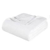 Queen White Cotton Woven Chevron Blanket