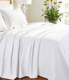 Queen White Cotton Woven Chevron Blanket