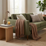 King Taupe Cotton Woven Chevron Blanket