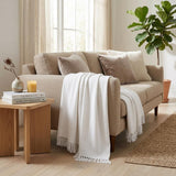 King White Cotton Woven Chevron Blanket