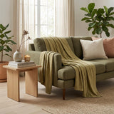 Twin Sage Cotton Woven Chevron Blanket