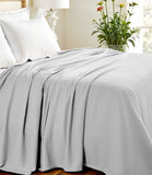 Twin Silver Cotton Woven Chevron Blanket