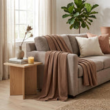 Twin Taupe Cotton Woven Chevron Blanket