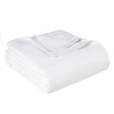 Twin White Cotton Woven Chevron Blanket