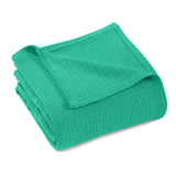 Queen Teal Cotton Waffle Weave Honeycomb Blanket