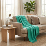 King Turquoise Cotton Waffle Weave Honeycomb Blanket