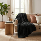 Queen Black Fleece Geometric Plush Blanket