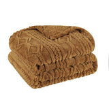Queen Camel Geometric Knitted Plush Blanket