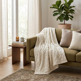 Queen Ivory Fleece Knitted Plush Blanket