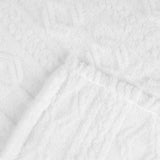 Queen White Geometric Knitted Plush Blanket