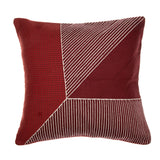 20" Red and White Geometric Cotton Throw Pillow With Embroidery