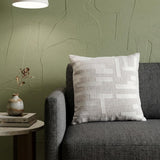 20" Ivory Geometric Cotton Blend Throw Pillow With Embroidery