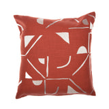 24" Orange and Ivory Geometric Cotton Blend Throw Pillow  With Embroidery