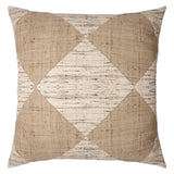 24" Brown and Beige Diamond Silk Throw Pillow With Embroidery