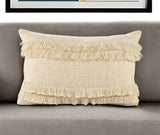 14" X 20" Cream Cotton Throw Pillow With Texture