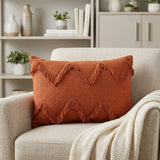 14" X 20" Cinnamon Chevron Cotton Lumbar Throw Pillow With Texture