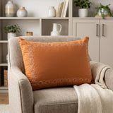 14" X 20" Orange Geometric Cotton Lumbar Throw Pillow