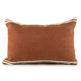 16" X 24" Cinnamon And Natural Striped Cotton Lumbar Throw Pillow With Texture