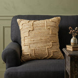 22" Natural Trellis Jute Throw Pillow With Embroidery