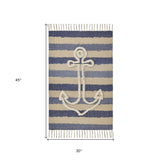 3' X 4' Blue Abstract Hand Woven Area Rug