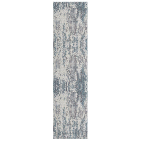 8' Gray And Ivory Abstract Runner Rug