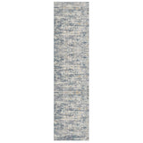 8' Blue And Ivory Abstract Runner Rug