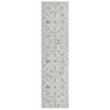 8' Ivory And Blue Floral Runner Rug