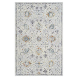 5' X 8' Ivory and Blue Floral Area Rug