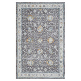 2' X 3' Gray and Ivory Floral Area Rug