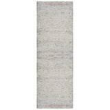 8' Gray And Blue Floral Distressed Runner Rug