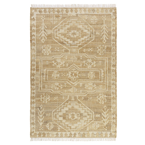 2' X 3' Brown Jute Medallion Hand Woven Area Rug