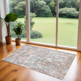 2' X 3' Gray and Pink Abstract Hand Loomed Area Rug