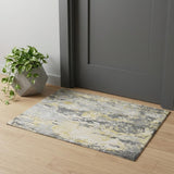 2' X 3' Gray and Yellow Abstract Hand Loomed Area Rug