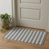 2' X 3' Gray Wool Striped Hand Woven Area Rug