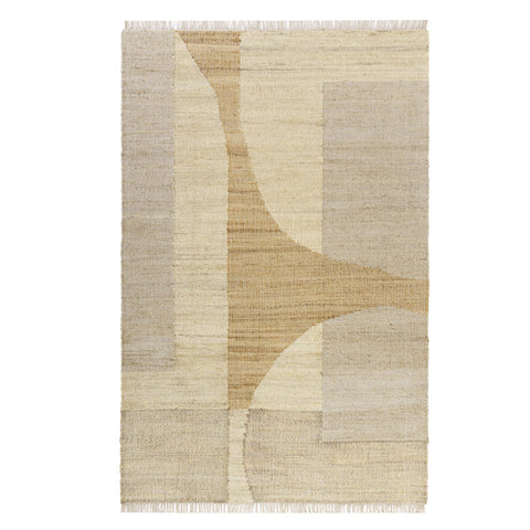 5' X 8' Natural and Ivory Abstract Hand Woven Area Rug