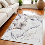 5' X 7' Black and Gold Abstract Power Loom Area Rug