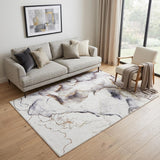 5' X 7' Black and Gold Abstract Power Loom Area Rug