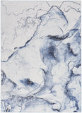 5' X 7' Ivory and Blue Abstract Power Loom Area Rug