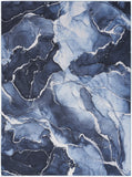 5' X 7' Ivory and Blue Abstract Power Loom Area Rug