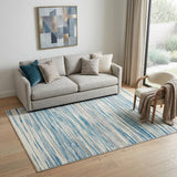 5' X 7' Ivory Blue and Gray Abstract Non Skid Area Rug