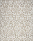 5' X 7' Beige and Ivory Damask Distressed Non Skid Area Rug