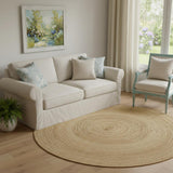 5' X 7' Beige and Ivory Floral Non Skid Area Rug