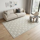 5' X 7' Ivory and Green Trellis Non Skid Area Rug