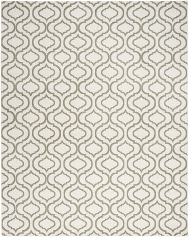 5' X 7' Ivory and Green Trellis Non Skid Area Rug