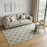 5' X 7' Gray and Ivory Trellis Non Skid Area Rug