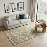 5' X 7' Olive Green and Ivory Trellis Non Skid Area Rug
