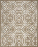 5' X 7' Taupe and Ivory Floral Medallion Non Skid Area Rug