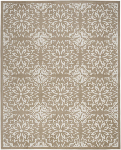 5' X 7' Taupe and Ivory Floral Medallion Non Skid Area Rug