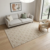 5' X 7' Taupe and Ivory Trellis Non Skid Area Rug