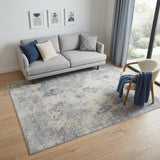 5' X 7' Ivory Blue And Gray Abstract Non Skid Area Rug